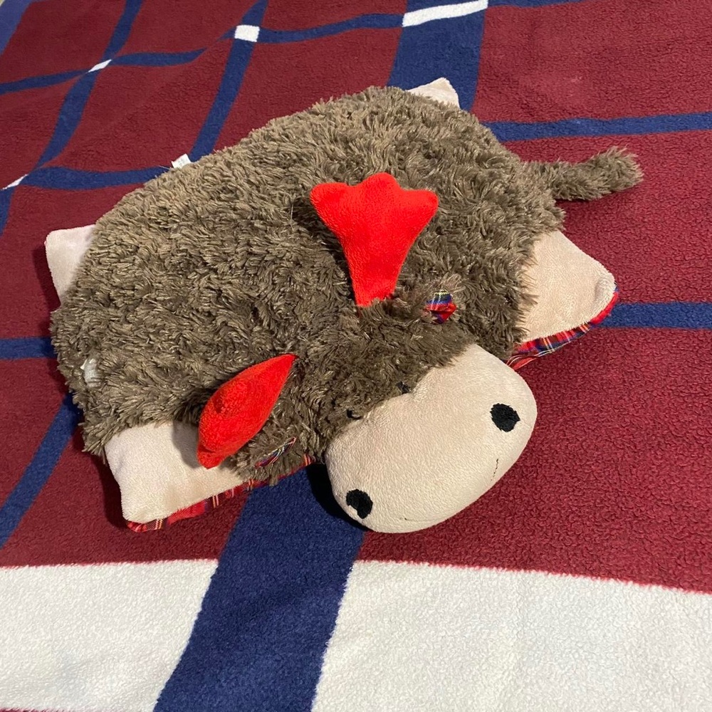 Reindeer plush toy pillow friend plaid Christmas pet small kids animal